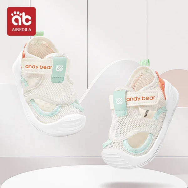 AIBEDILA Baby Boys Girls Summer Mesh Sandals Outdoor Sports Shoes Breathable Closed Toe Velcro Walking Shoes