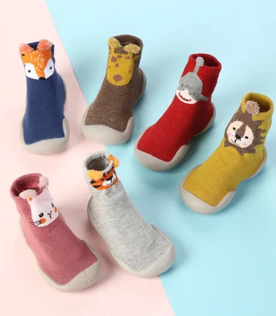Baby Shoes Cotton First Shoes Cartoon Toddler Shoes Cute Animal First Walker Kids Soft Rubber Sole Baby Shoe Booties Anti-slip 1