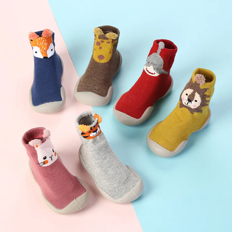 Baby Shoes Cotton First Shoes Cartoon Toddler Shoes Cute Animal First Walker Kids Soft Rubber Sole Baby Shoe Booties Anti-slip 1