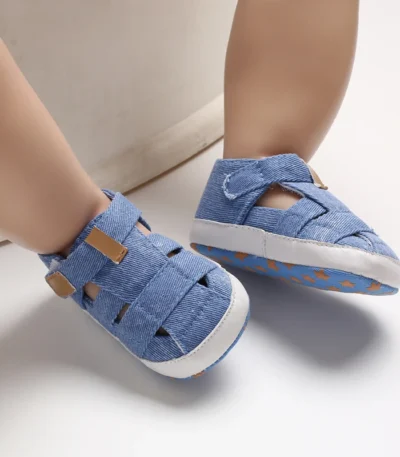 Newborn Boys And Girls Baby Shoes Fashion Canvas Soft Soles First Walking Shoes Breathable Sandals Popular Summer Beach Shoes 1