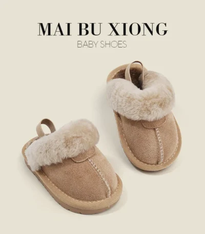 Nubuck Fleece-lined Cotton Shoes, Children's Toddler Shoes, Baby's Soft Sole Warm Shoes, Girls' Shoes, Boys' Furry Shoes Customi 1