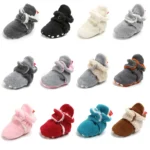 Meckior Winter Baby Boy Girl Socks Shoes Baby Booties Easy Wear Tight Infant Newborn Walking Fluff Warm Moccasins Zapatos Bebe