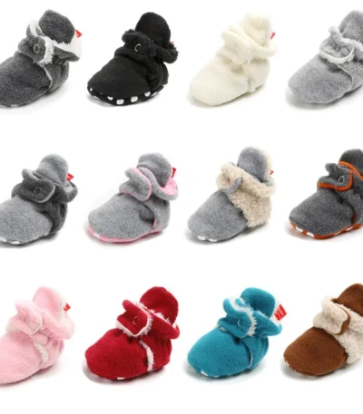 Meckior Winter Baby Boy Girl Socks Shoes Baby Booties Easy Wear Tight Infant Newborn Walking Fluff Warm Moccasins Zapatos Bebe 1
