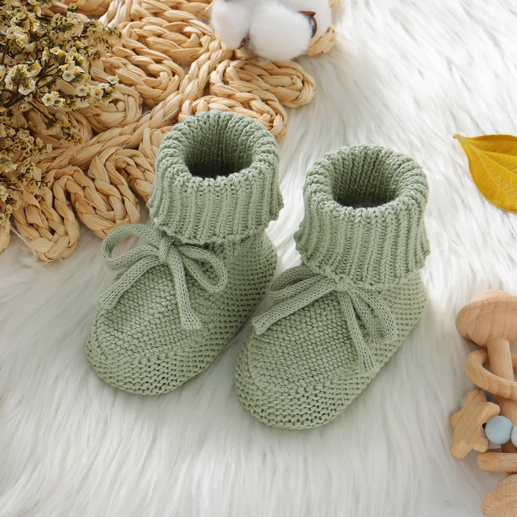 Baby First Walkers Breathable Anti-slip Knitted Newborn Infant Boys Girls Solid Booties Prewalkers 0-18m Toddler Unisex Footwear 1
