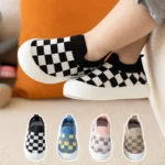 2025 Spring New Slip-on Toddler Shoes Baby First Walkers Boys Girls Autumn Non-Slip Classic Plaid Sneakers Sport Shoes