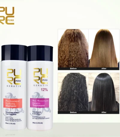PURC Brazilian Keratin Purifying Shampoo Set Smoothing Straightening Keratin Hair Treatment Repair Curly Hair Care Products