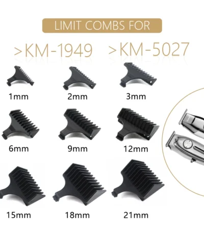 Kemei 1 2 3 6 9 12 mm Hair Trimmer Limit Comb Universal Black Guards Hairdresser Hair Cutting Guide for 5027 1949 5098 9163 5021
