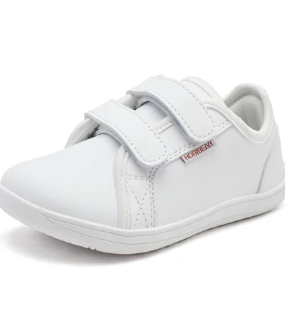HOBIBEAR Boys Girls Barefoot Shoes Kids Wide Toe Minimalist Sneakers Lightweight Hook Loop Artificial Leather Shoes 1