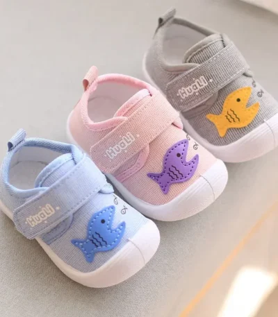 Baby Girl Boy Shoes First Walkers Cotton Soft Newborn Squeaky Sneakers Cute Infant Toddler Kicking Functional Causal Loafers 1