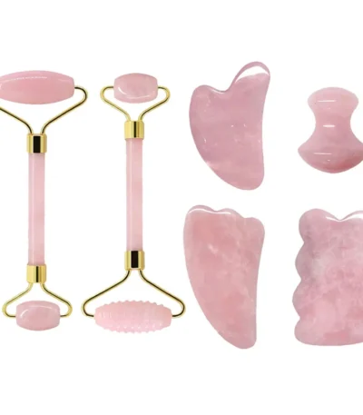 Rose Quartz Face Jade Roller Massagers Guasha Set Gua Sha Tools Natural Stone Gouache Scraper For Facial Massage Beauty Tool