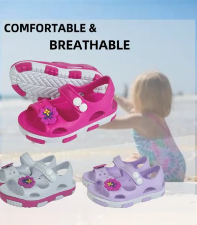 Solid Bow Children's Summer Shoes Cute EVA Beach Non Slip Sandals For Baby Girls Footwear Soft Infant Kids Fashion Sandals 1