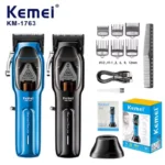 Kemei KM-1763 9000RPM Electric Hair Clipper Rechargeable 10W Big Power Trimmers Barber Pro Cordless Hair Cutting Machine for Men