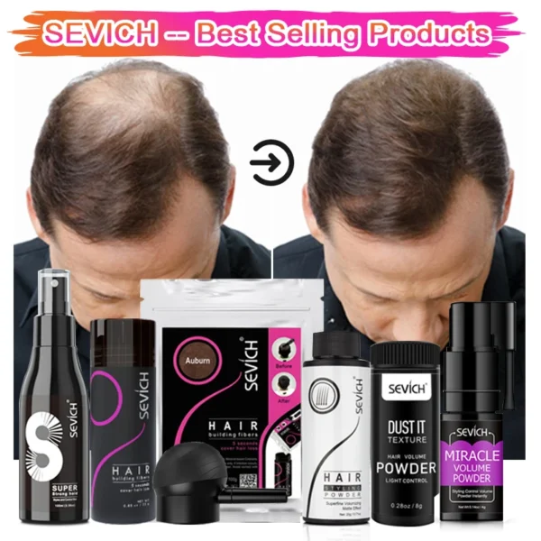 Sevich Hair Building Fibers Powder Spray Keratin Thicker Anti Hair Loss Products Instant Hair Growth Fiber Hair Care Christmas