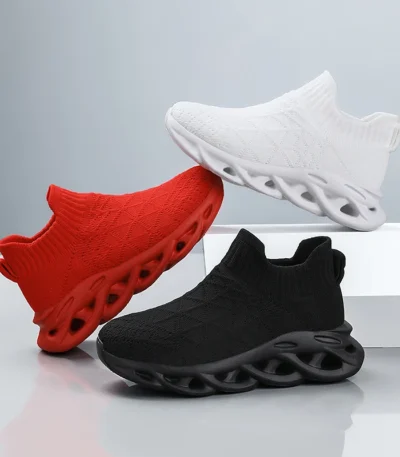 Children Sneaker Boys Sock Shoes Fashion Knit Spring Breathable Lightweight Running Sports Shoes Boy Slip on Casual Sneaker 1