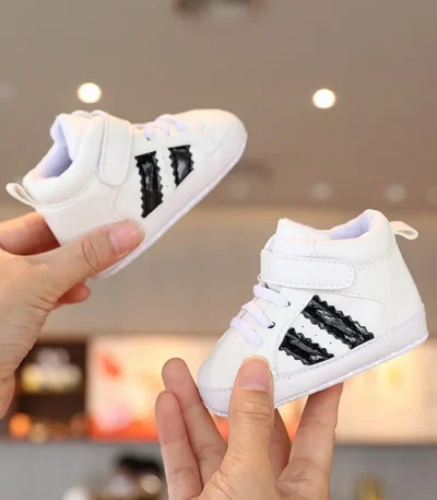 2024 Newborn Baby Shoes Boy Girl Classical Sport Soft Sole PU Multi-Color First Walker Casual Sneakers White Baptism Shoes 1