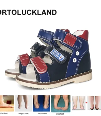 Ortoluckland Children's Sandals Kids Leather Summer Shoes For Girls Boys Toddler Flatfeet Orthopedic Footwear1 2 3Years Old 1