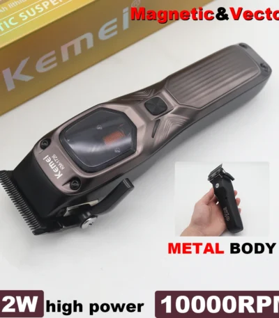 KEMEI KM-1726 Professional Hair Clipper for Men with DLC Blade 10000RPM Magnetic Vector Motor Men’s Haircut Machine Barber Shop