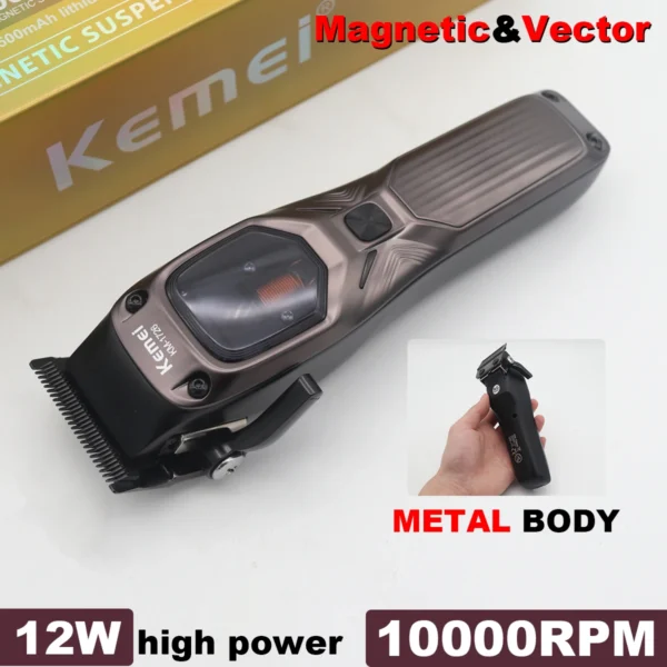 KEMEI KM-1726 Professional Hair Clipper for Men with DLC Blade 10000RPM Magnetic Vector Motor Men’s Haircut Machine Barber Shop