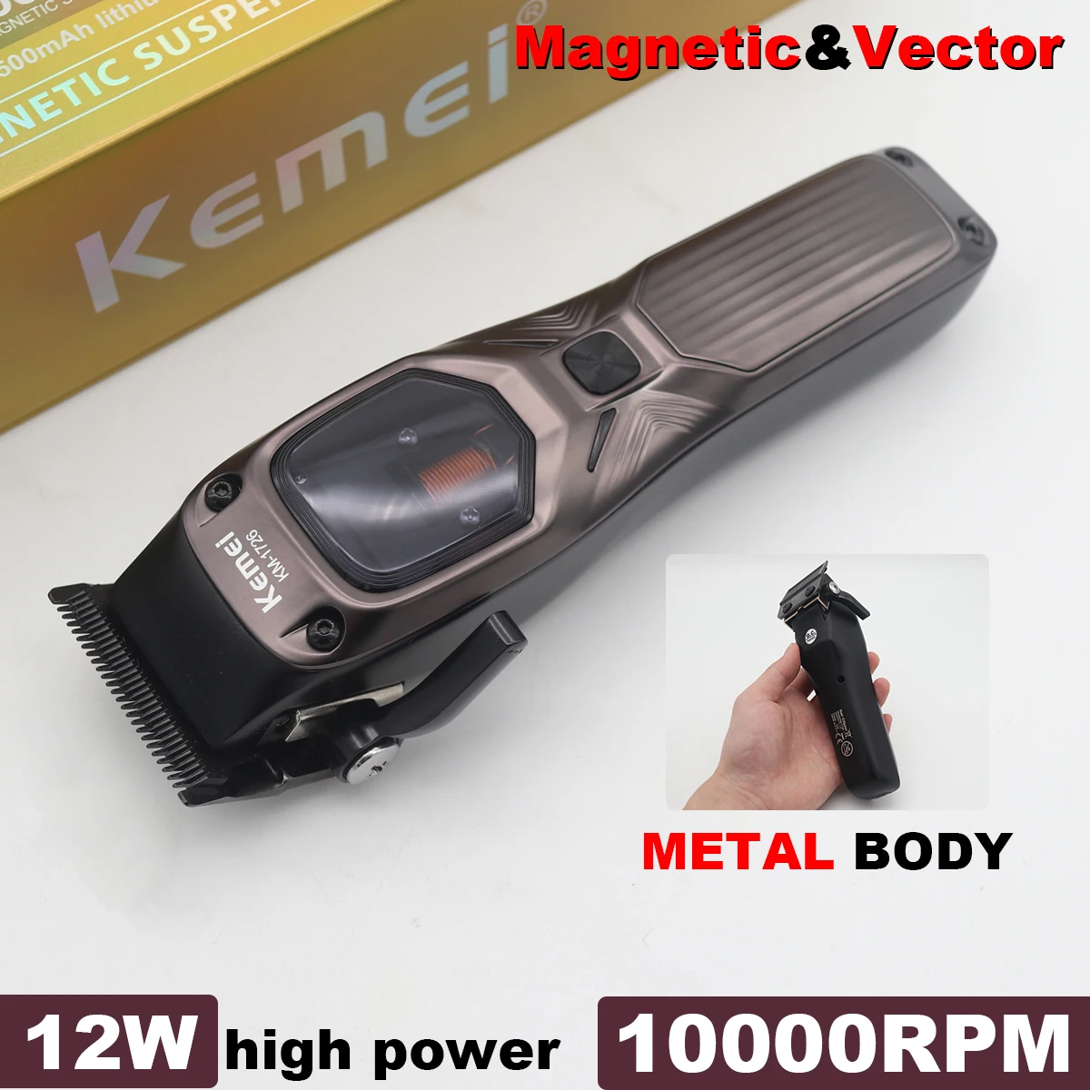 KEMEI KM-1726 Professional Hair Clipper for Men with DLC Blade 10000RPM Magnetic Vector Motor Men’s Haircut Machine Barber Shop KEMEI KM-1726 Professional Hair Clipper for Men with DLC Blade 10000RPM Magnetic Vector Motor Men’s Haircut Machine Barber Shop