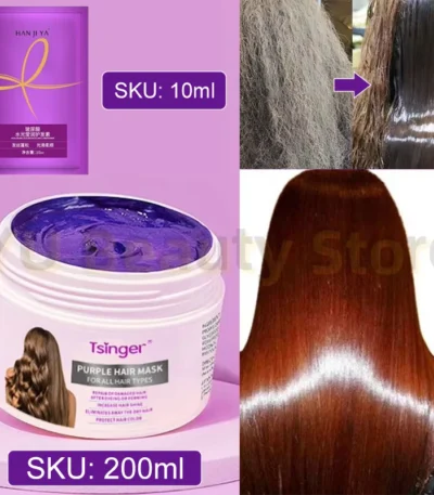 Purple Repair Hair Mask Keratin Deep Nourishing Dry Frizzy Damaged Treatment Collagen Magical 5 Second Soft Shiny Care 200ml
