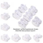 HAIZHIW Soft Newborn Baby’s First Baptist Shoe: Newborn Boys and Girls’ White Baptist Shoes Soft Sole Walking Shoes