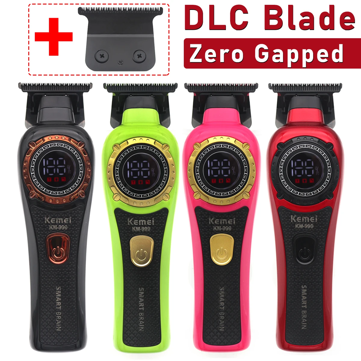 Kemei KM-999 Hair Trimmer for Men DLC T-Blade Zero Gapped LED Display Cordless USB Professional Hair Clipper Finishing Machine Kemei KM-999 Hair Trimmer for Men DLC T-Blade Zero Gapped LED Display Cordless USB Professional Hair Clipper Finishing Machine