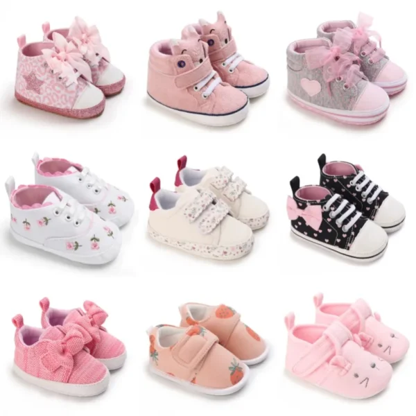 Spring and Autumn Women’s Baby Casual Sports Shoes Soft Sole Anti slip Indoor and Outdoor Walking Shoes First Step Walking Shoes