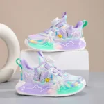 Cute Girls Sneaker Children Shoes Pink Purple Butterfly Printed Kids School Running School Sneaker Sports Tennis Shoes for girl
