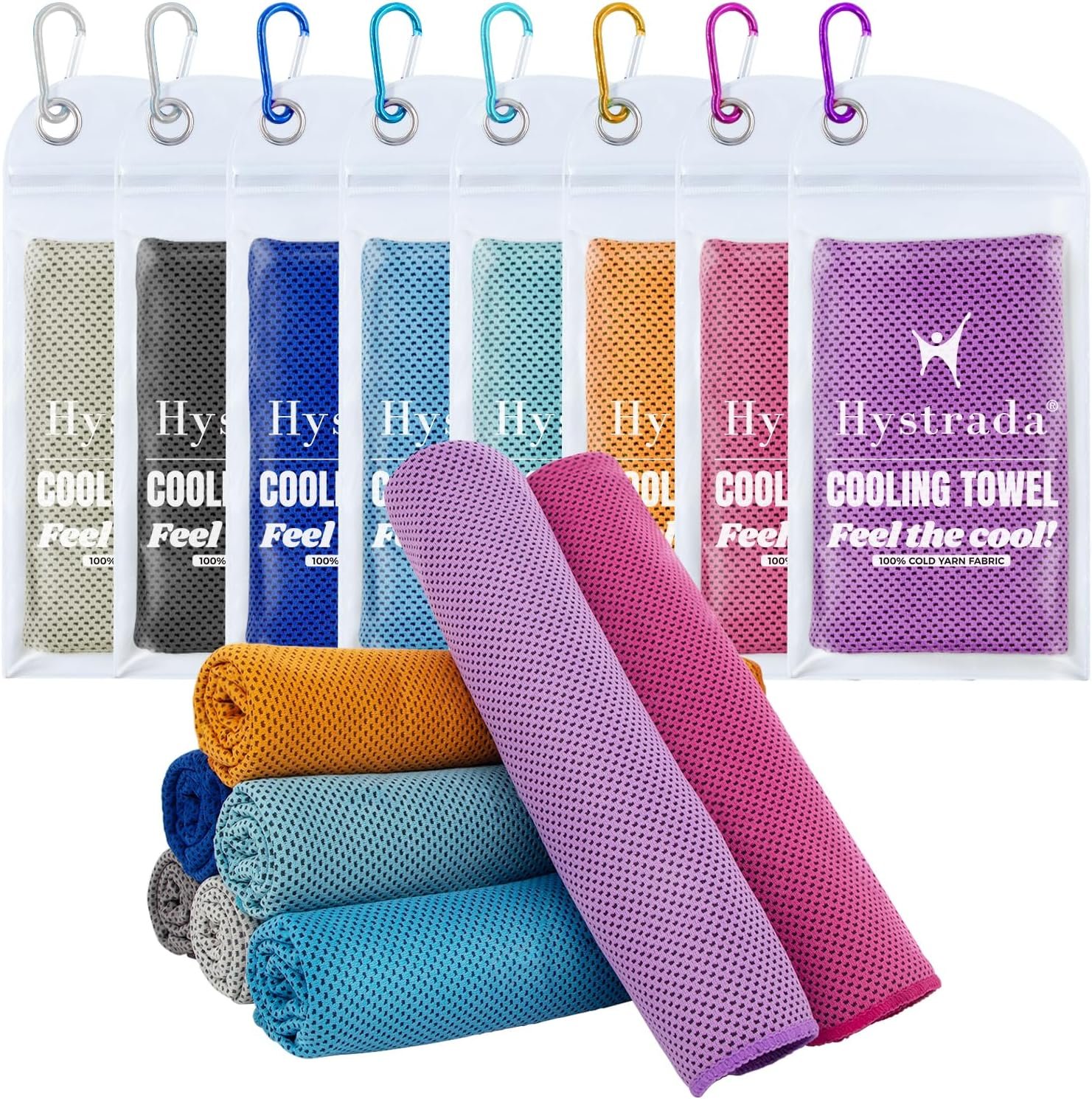 8 Packs Cooling Towel (40 x 12), Ice Towel, Microfiber, Soft Breathable Chilly Towel Stay Cool for Yoga, Workout, Sport, Gym, Camping, Fitness, Running, Workout & More Activities - Multicolor - Image 2