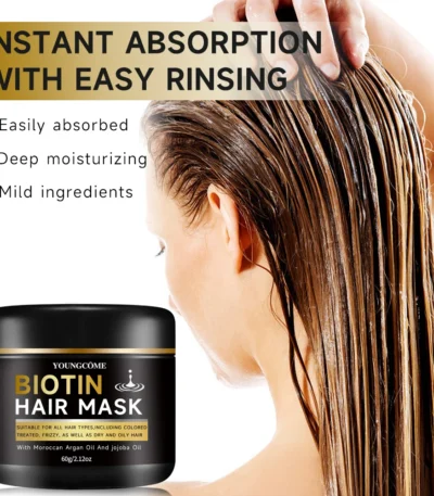 Biotin hair care facial mask,Straighten Repair Dry Frizzy Damaged Cream Pro Soft Smooth Shiny Deep Moisturizing Care ﻿ 1
