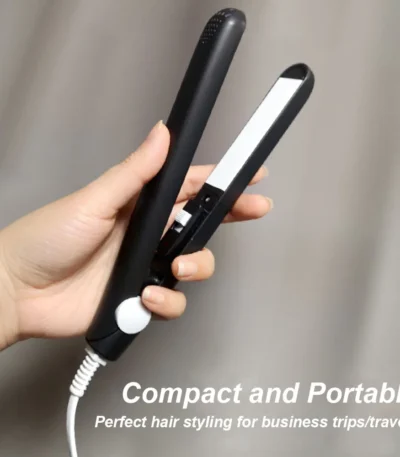Electric Ceramic Mini Hair Straightener Unisex Portable Flat Iron Wet/Dry Straightening Curling Irons Black FastHeat Hair Curler
