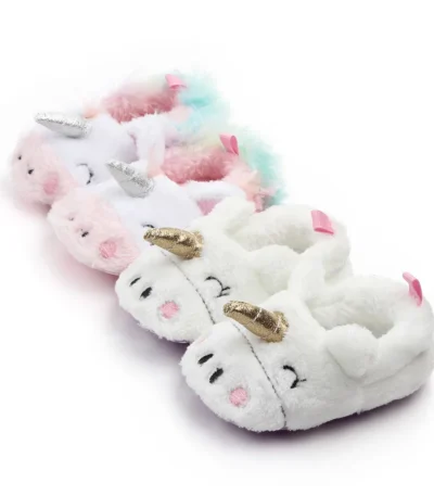 Cute Baby Girl Boy Indoor Warm Cotton Shoes Unicorn Home Slippers Spring Autumn Plush Soft Sole Non-slip Infant Prewalker Shoes 1