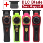 Kemei KM-999 Hair Trimmer for Men DLC T-Blade Zero Gapped LED Display Cordless USB Professional Hair Clipper Finishing Machine
