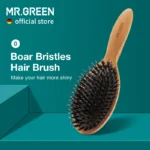 MR.GREEN Boar Bristle Hair Brush Natural Beech Comb Hairbrush for Curly Thick Long Dry Wet Hair Detangler Massage Brushes Women