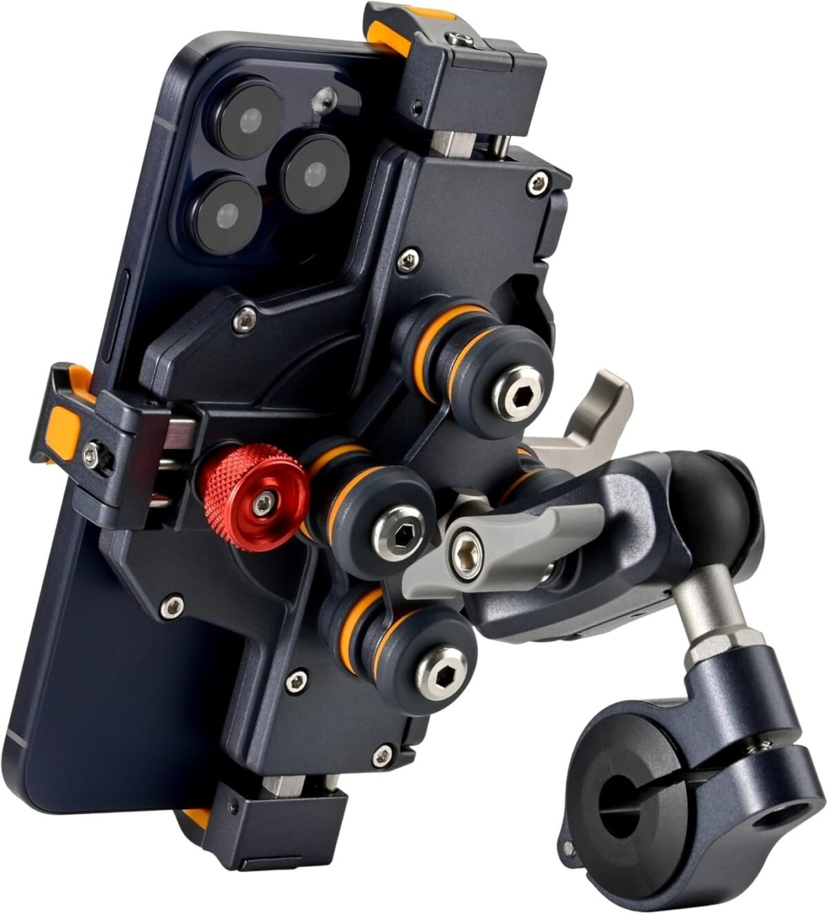 Aluminum Motorcycle Cell Phone Mount with Vibration Dampener, M1 Anti-Theft MTB Phone Mount for Motorcycle ATV Bike UTV Scooter, ATV Phone Holder Fit 6.1"-7.2" Phone, High-Speed Secure Lock - Image 2