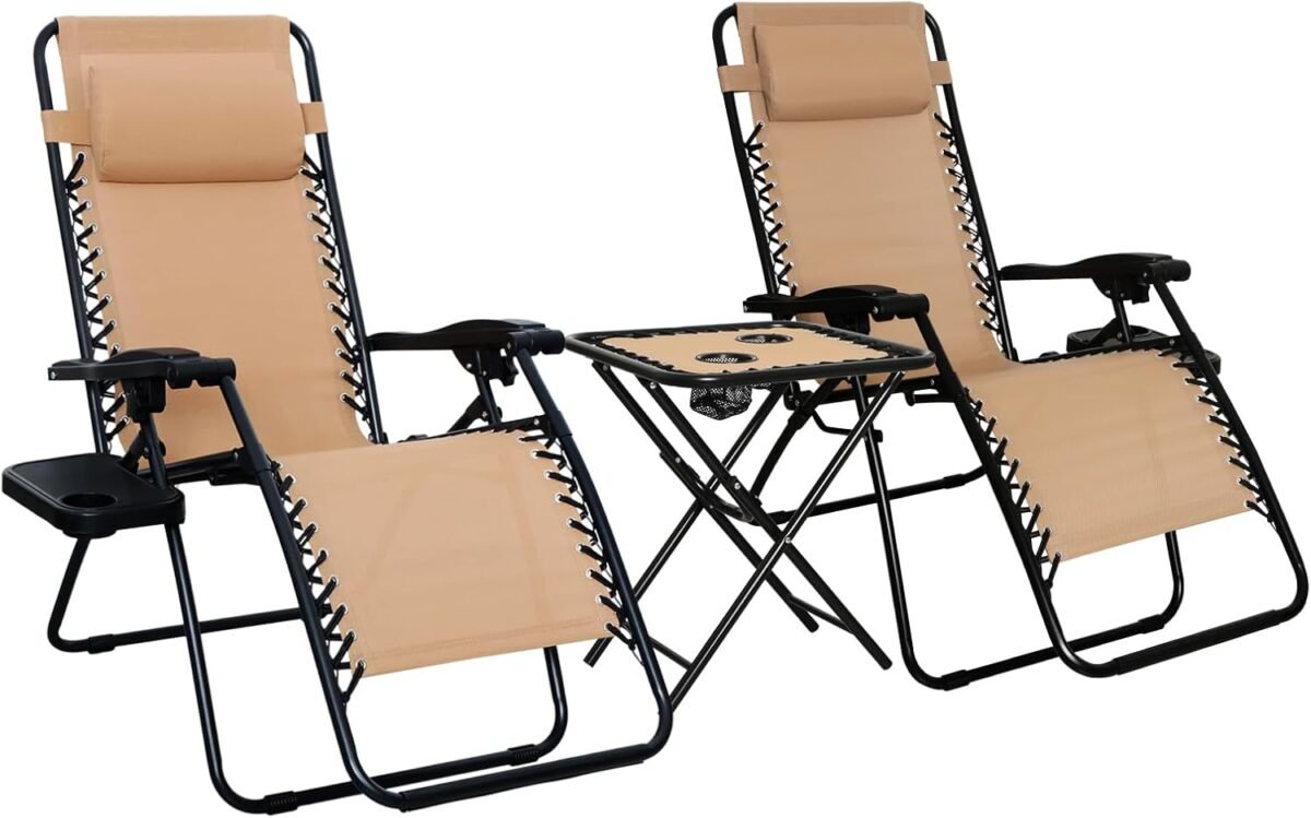 Amazon basics outdoor patio mesh adjustable zero gravity lounge chair recliners set of 2 with side table 35 x 26 x 43 inches beige.jpg