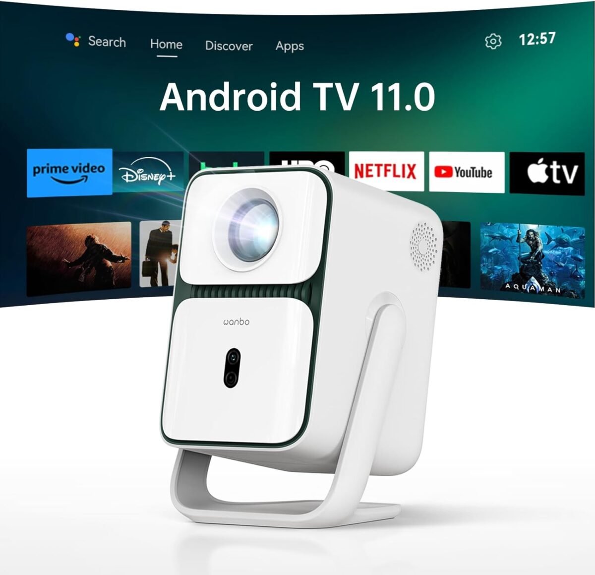 [Android TV 11.0 & Native 1080P] Wanbo T2 Ultra Smart Mini Projector with WiFi and Bluetooth, 120° Adjustable Stand, Auto Focus, 500 ANSI Outdoor Proyector, Built-in Streaming Apps & Google Store - Image 2