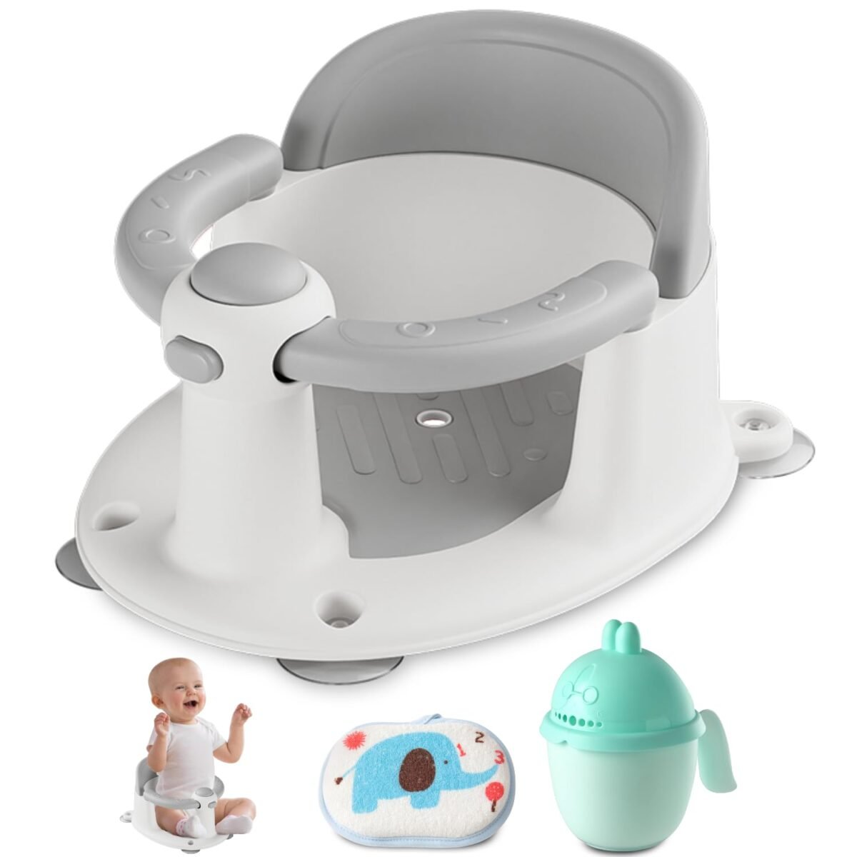Baby bath seat for babies 6 months up non slip toddler bath seat for baby newborn sit up bath seat for babygrey.jpg