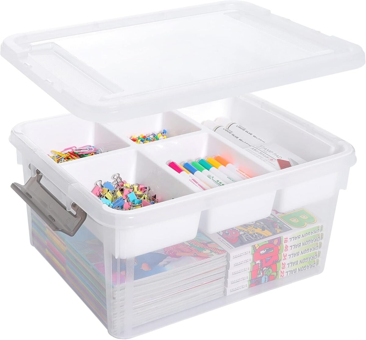 Citylife 17 qt plastic storage box with removable tray craft organizers and storage clear storage container for organizing bead tool sewing playdoh.jpg