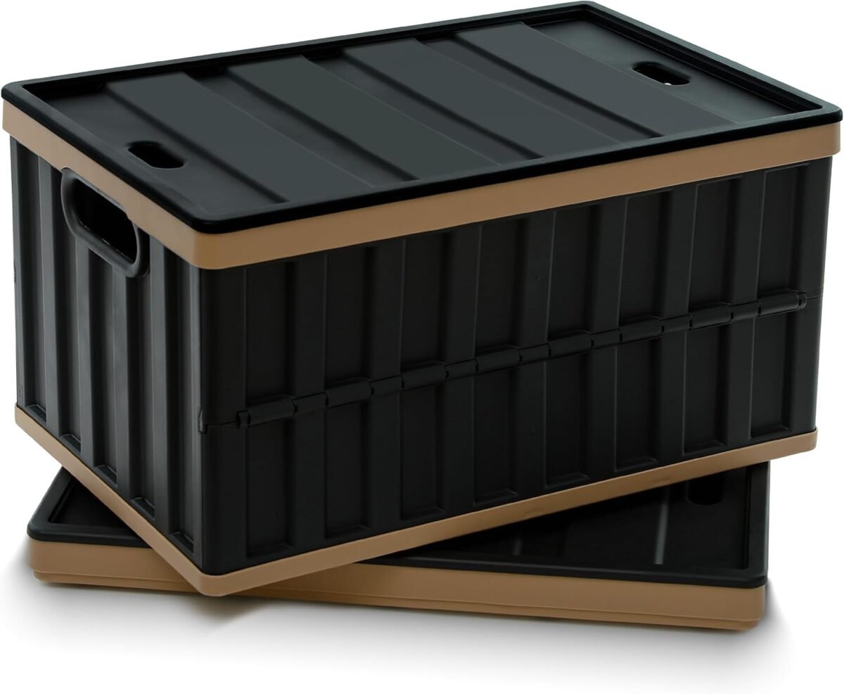 Citylife 64L Collapsible Storage Bins with Lids Plastic Storage Containers for Organizing Stackable Storage Box Large Heavy Duty Utility Crates, 2 Packs - Image 2