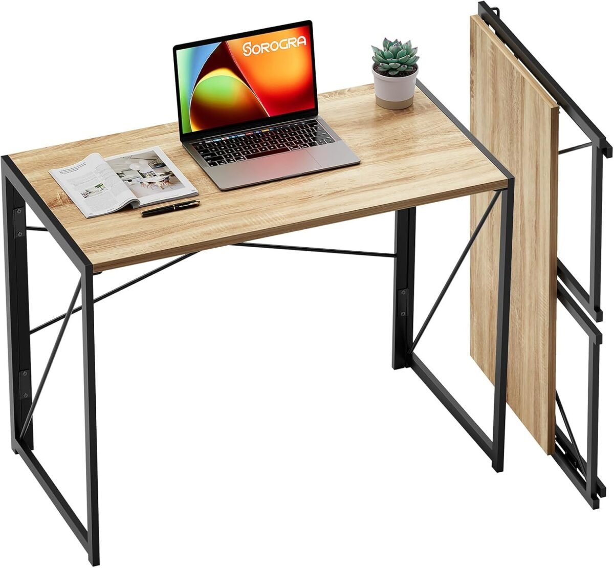 Coavas folding desk 31.5 inch foldable small portable computer desks spaces saving writing sturdy table for bedroom home office dorm apartment pre assembled beech.jpg