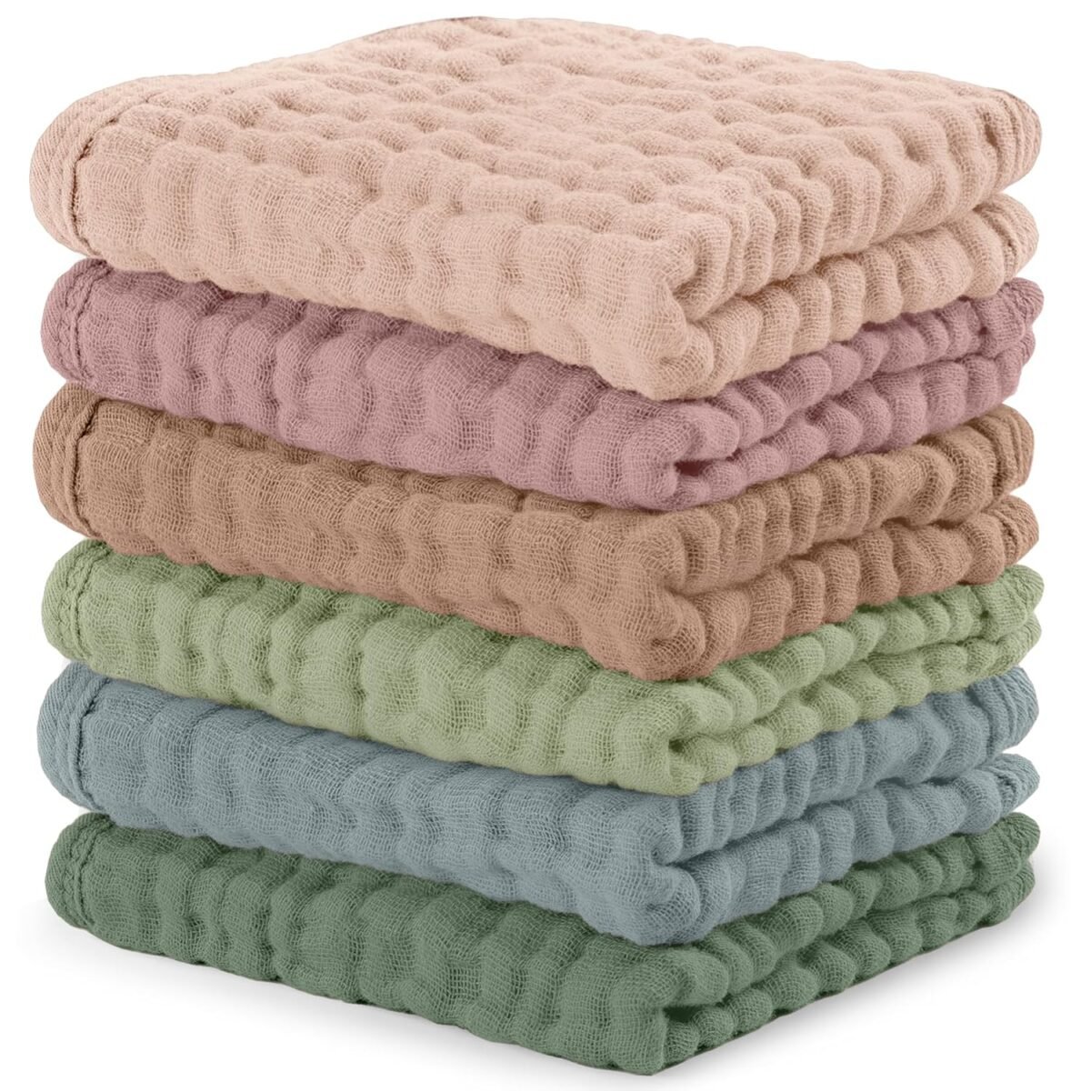 Comfy cubs muslin baby washcloths 6 pack soft 6 layer cotton wash cloths for sensitive skin 10x10 large gentle absorbent infant essentials for newborn and toddlers multicolor.jpg