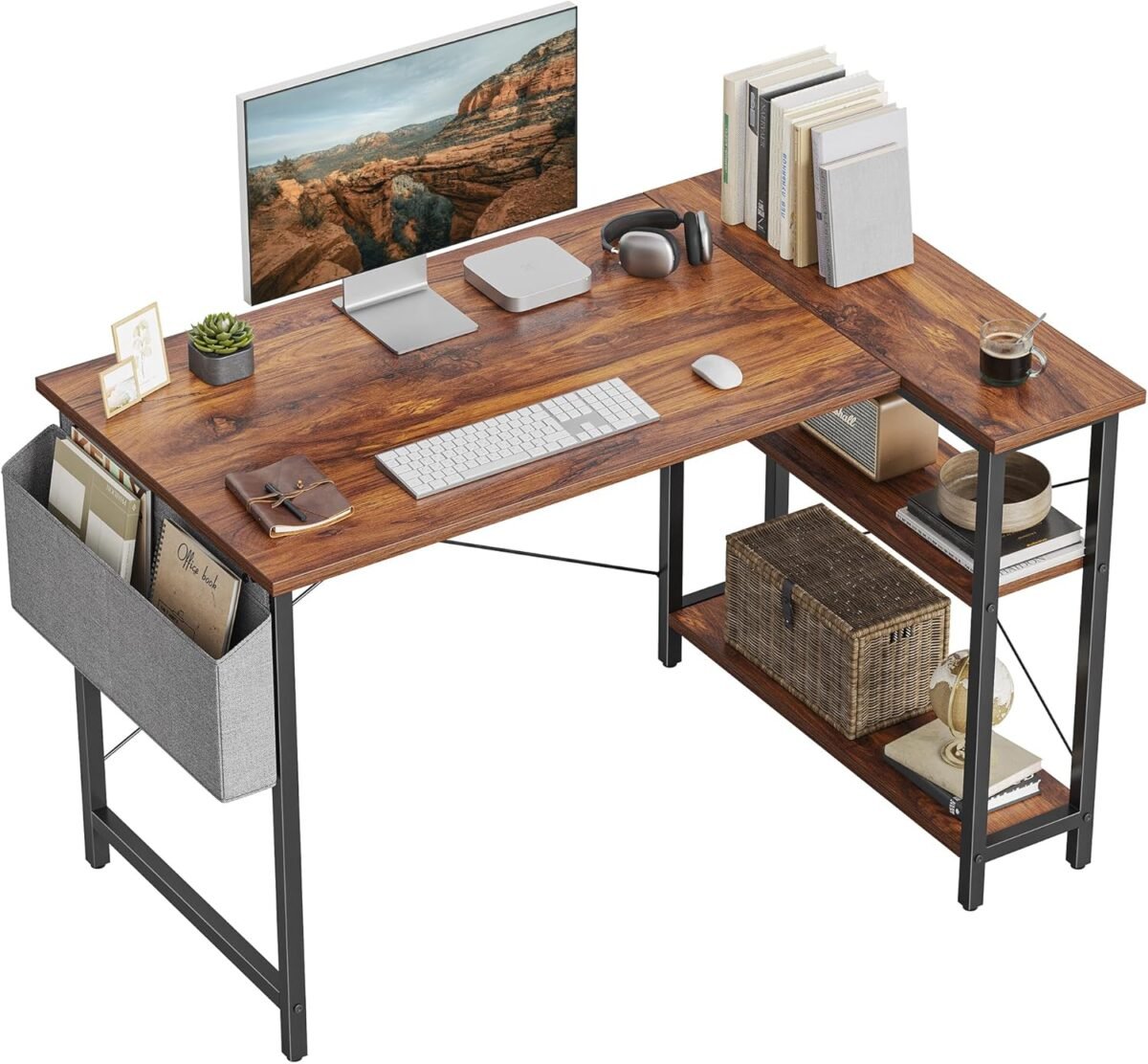 Cubicubi l shaped desk 47 inch computer desk with reversible storage shelves home office corner desk study writing table rustic brown.jpg
