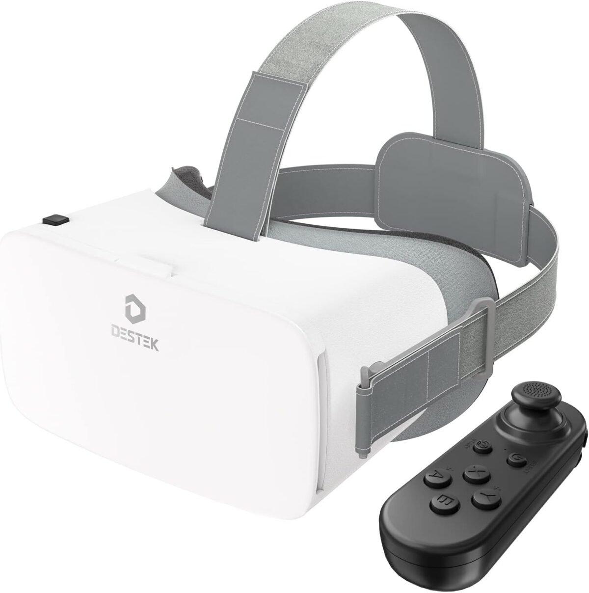 DESTEK V5 VR Headset for Phone with Controller, Anti-Blue Eyes Protected HD Lenses, 110° FOV Virtual Reality Headsets VR Goggles for iPhone 16/15/14/13/12/11, Samsung, Android - White - Image 2