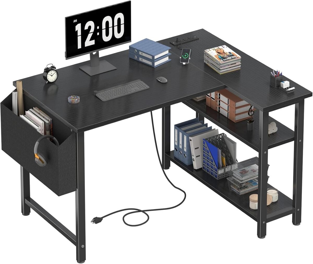 Dlisiting black l shaped desk with shelves power outlet 40 inch small corner computer gaming desk for small space home office study work pc desks for bedroom black.jpg