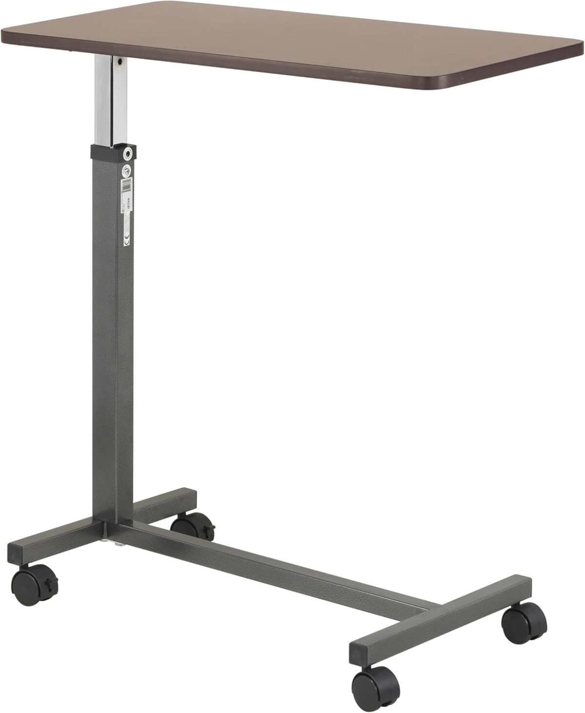 Drive medical 13067 non tilt top overbed table with wheels and secure height adjustmenttray table for hospital or home use bedside rolling overbed table silver vein.jpg
