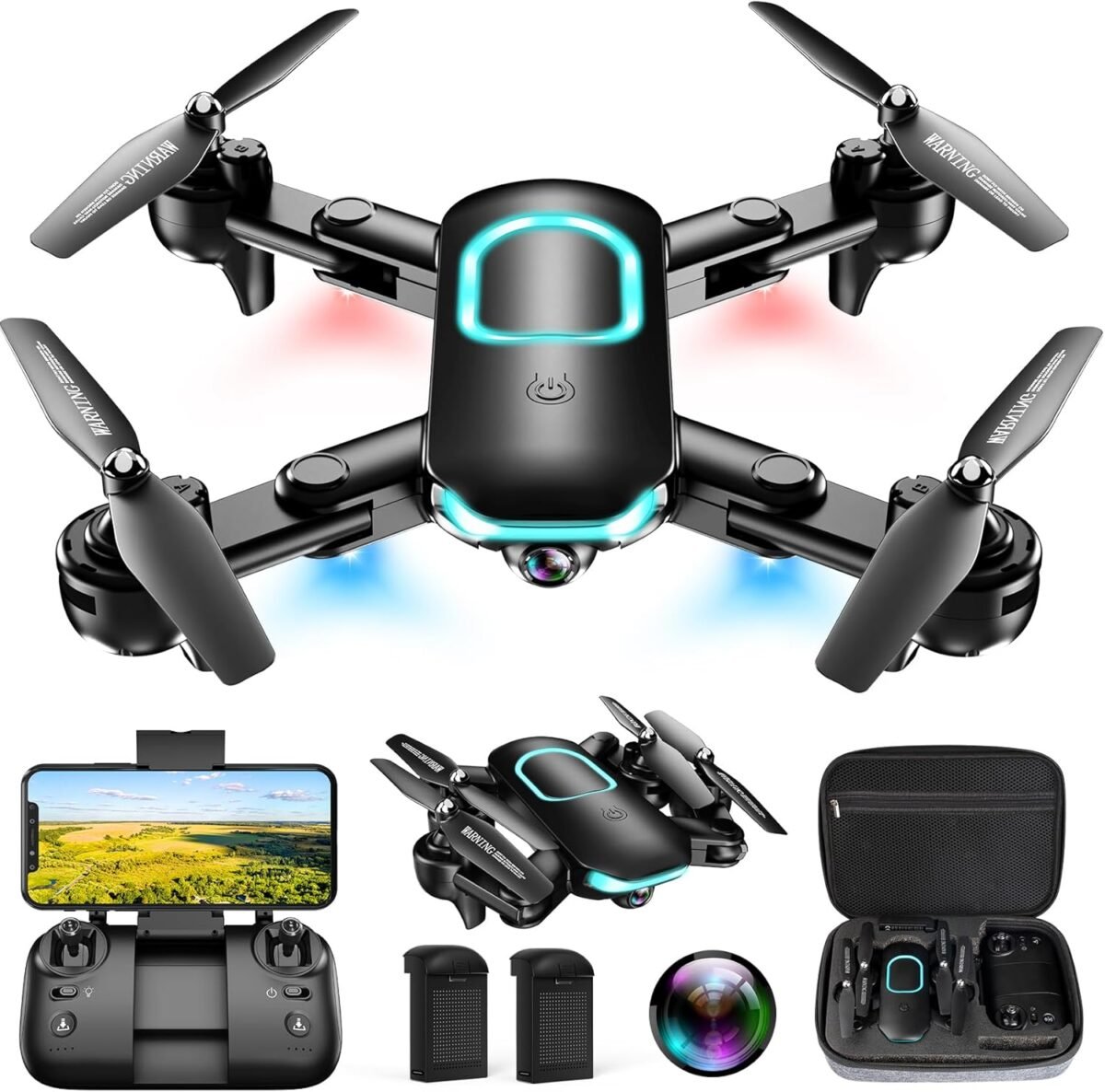 Drone with camera foldable drone for beginners with 1080p camera upgrade altitude hold circlerotatingwaypoint fly 3d flip one key start 3 speed mode 2 batteries.jpg