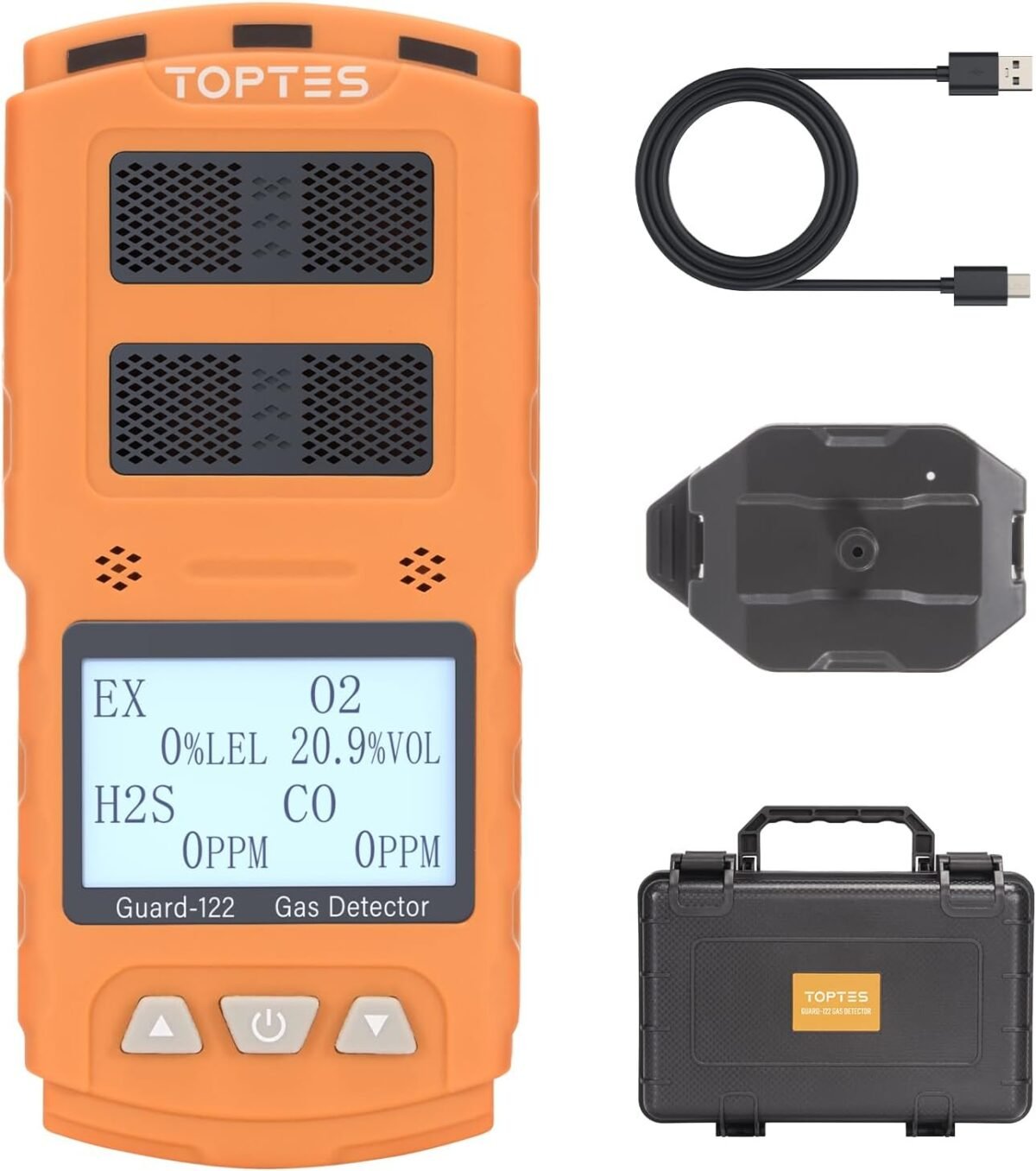 Guard-122 4 Gas Monitor Multi Gas Detector for H2S, CO, LEL, O2, 0.5s Response, Triple Alarms, Sensor Positioned at The Top for Unobstructed Detection, Safety Explosion-Proof for Work, Home - Image 2