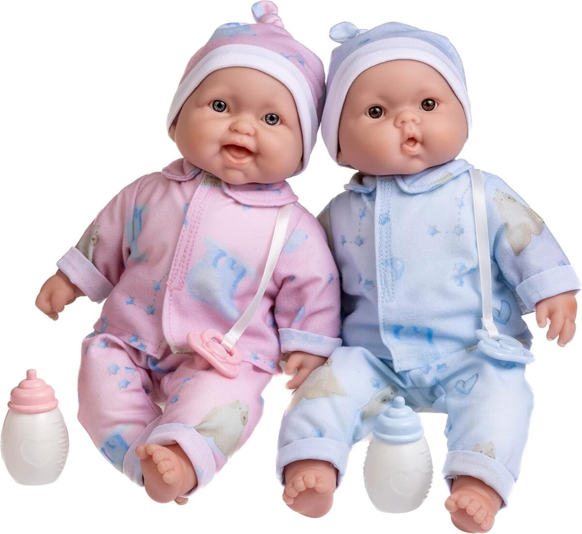 JC Toys Twins 13" Realistic Soft Body Baby Dolls Berenguer Boutique | Twins Gift Set with Removable Outfits and Accessories | Pink and Blue | Caucasian | Ages 2+ - Image 2