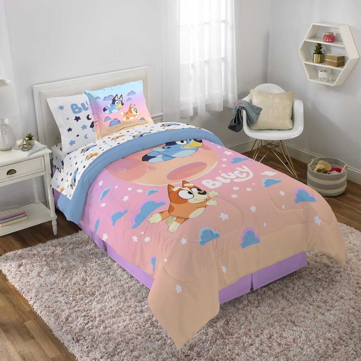 Jay franco bluey bingo twin comforter set 5 piece bed set includes sheet set pillow covers super soft clouds stars kids bedding.jpg